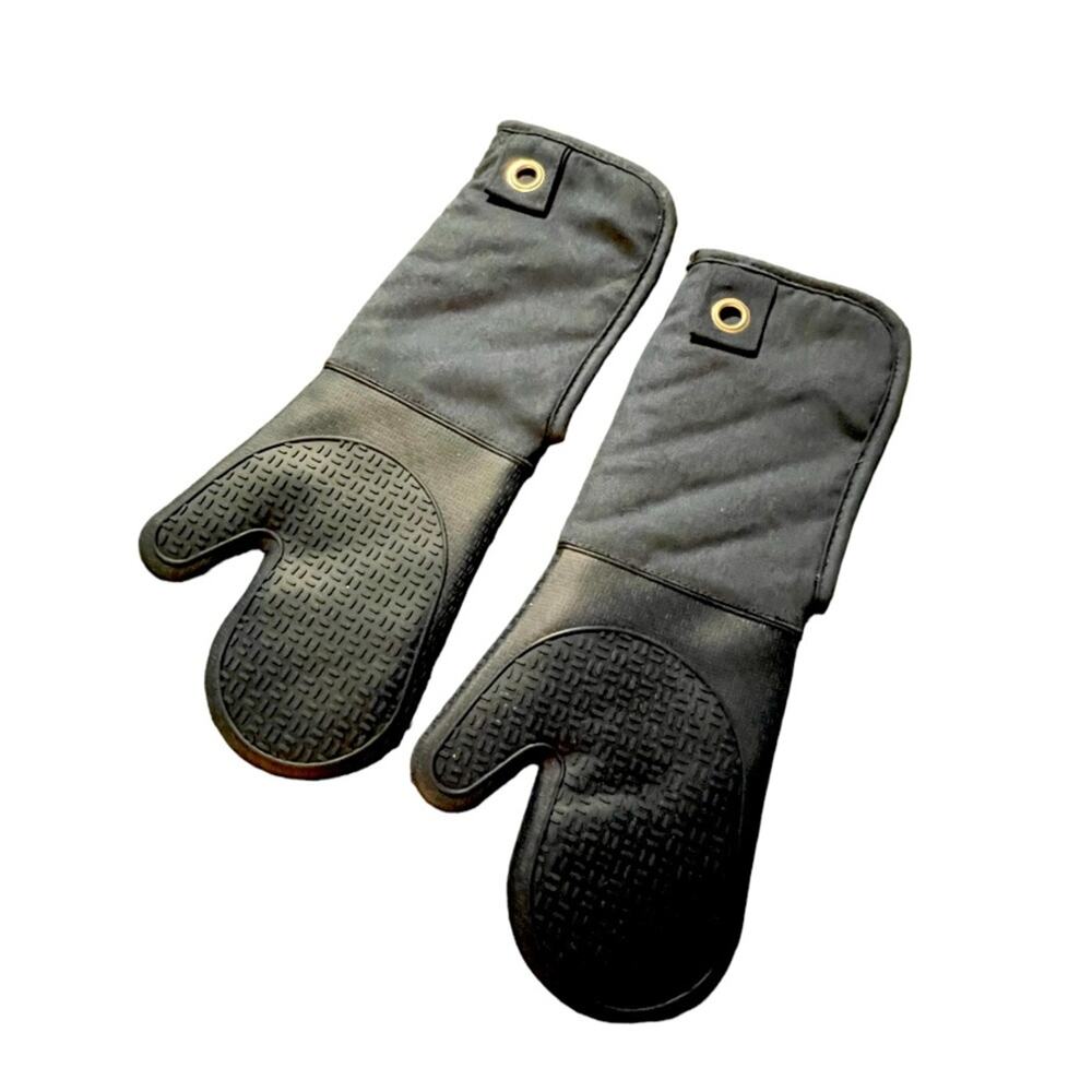 Gourmet Classics Navy Blue Grilling Kitchen Oven Mitt Set of 2 with Silicone